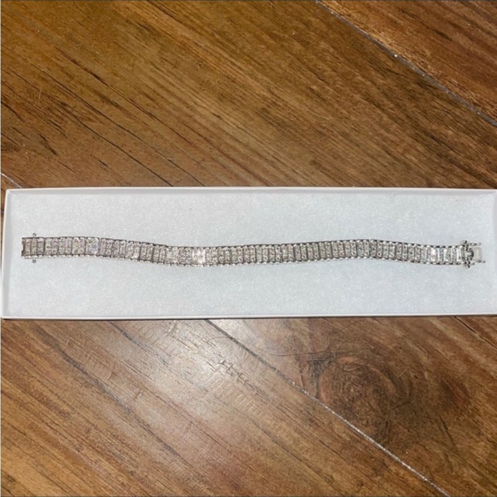 White gold plated diamond bracelet